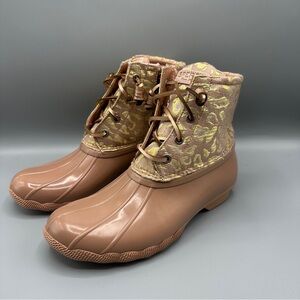 Sperry Womens Size 7.5 Top-Sider Saltwater Leojac Rose Pink Duck Boots Shoes